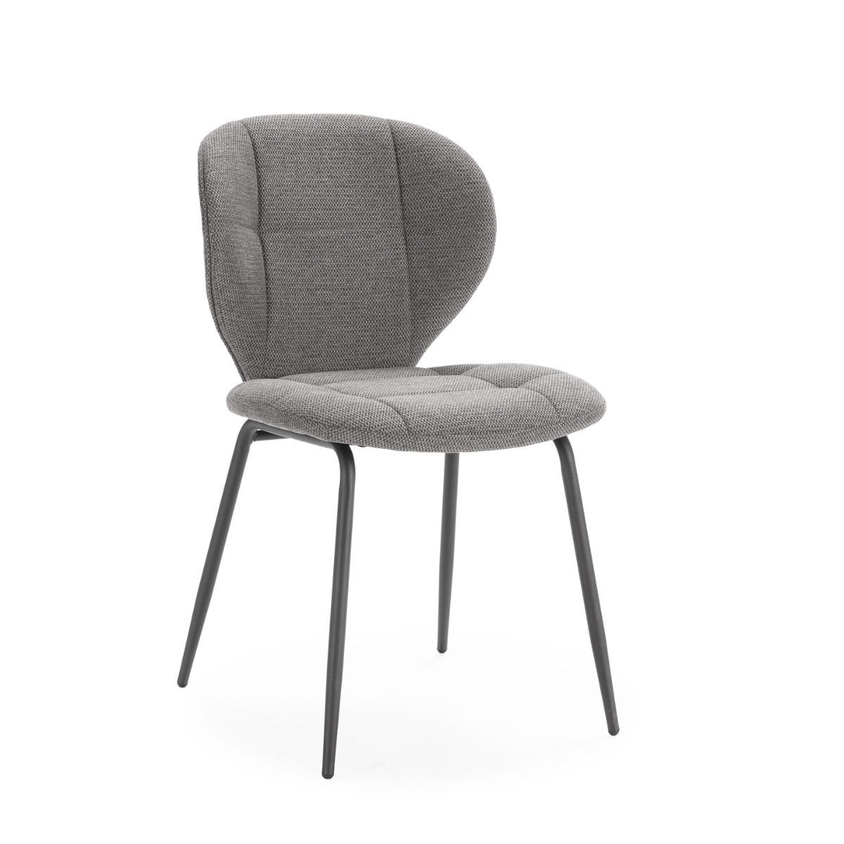 ESSZIMMERSTÜHLE STOFF METALLBEINE SCHWARZ 2er set 48,5/48/48,5 cm - Anthrazit, Textil (48.5/48/50cm) - Calicosy