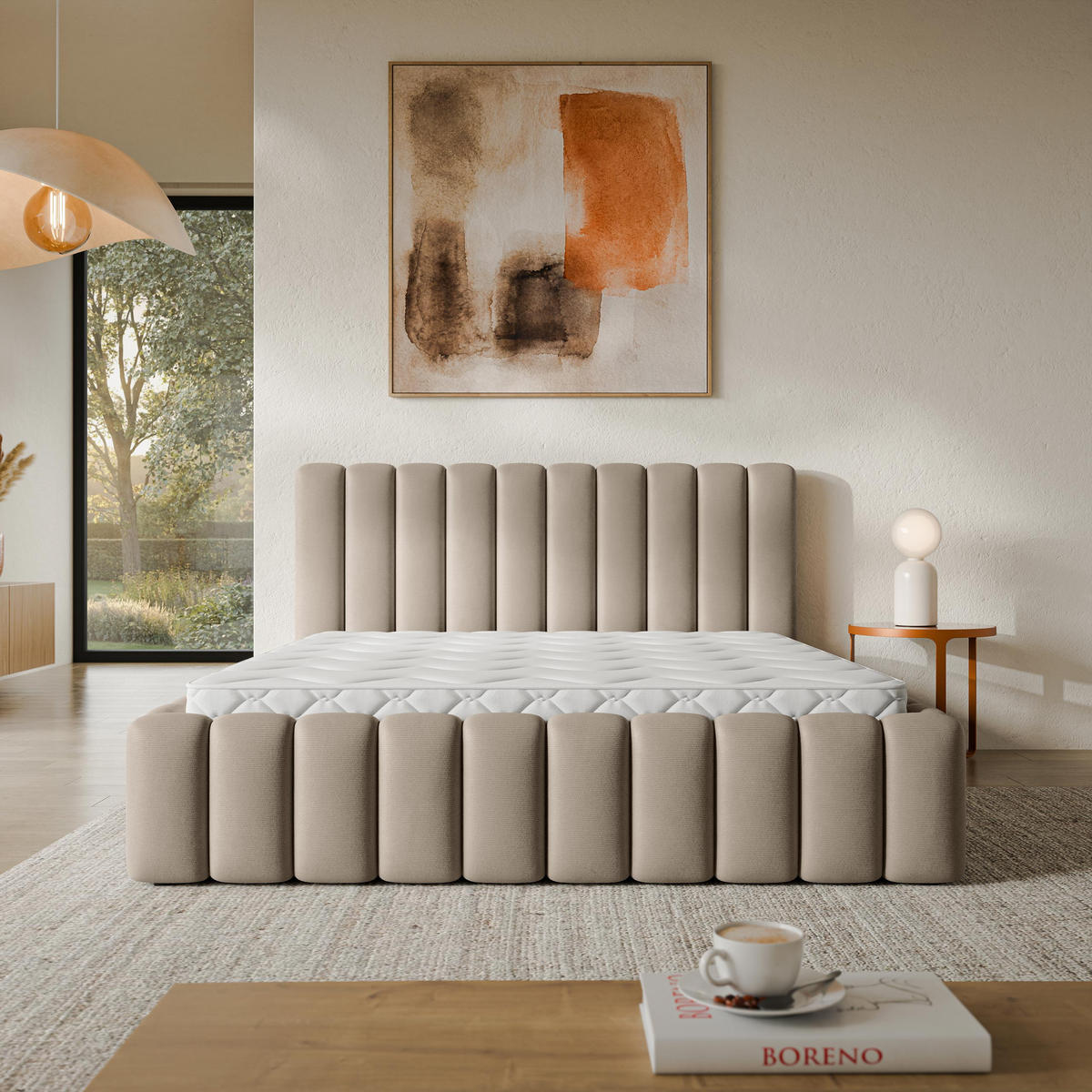 ČALOUNĚNÁ Postel TEBA 120x200 cm Béžová - béžová, kompozitní dřevo/textil (120/200cm) - MASSENO