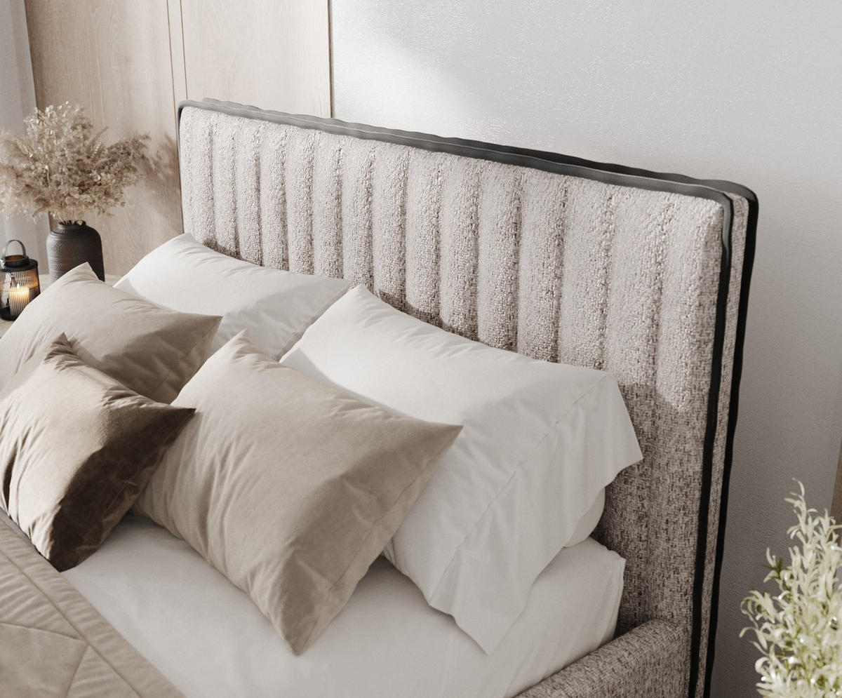 POLSTERBETT Aria 180/200 cm Beige im Neve Stoff - Beige/Naturfarben, Holz/Holzwerkstoff (180/200cm) - AltaBeds