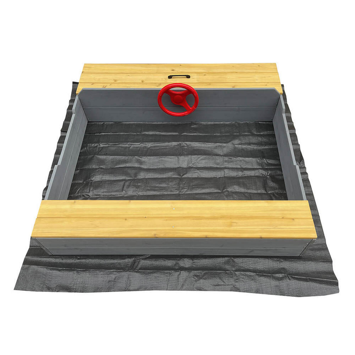 SANDKASTEN KIDDY - Farbe: Hellgrau - Hellgrau, Holz (120/120/20cm) - Home Deluxe