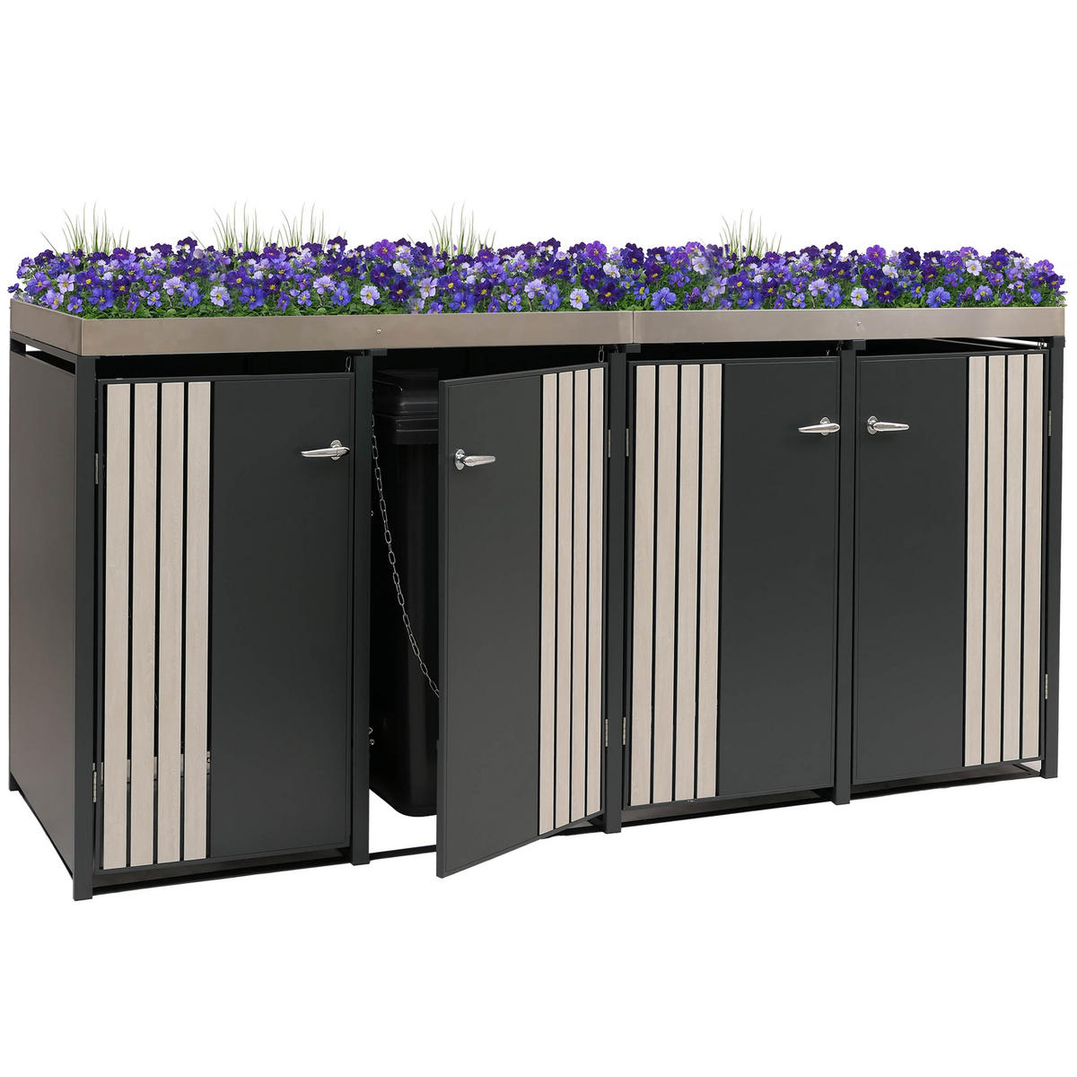 MÜLLTONNENVERKLEIDUNG Anthrazit, Beige - Anthrazit/Beige, Metall (260/125/84cm) - Jamb