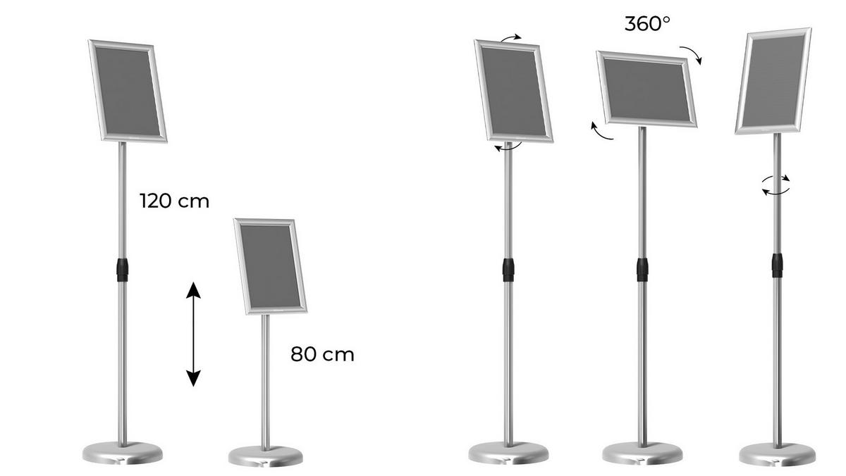 INFORMATIONSSTÄNDER A4, mit Aluminiumrahmen - Weiß, Metall (24/24/108cm) - ALLboards