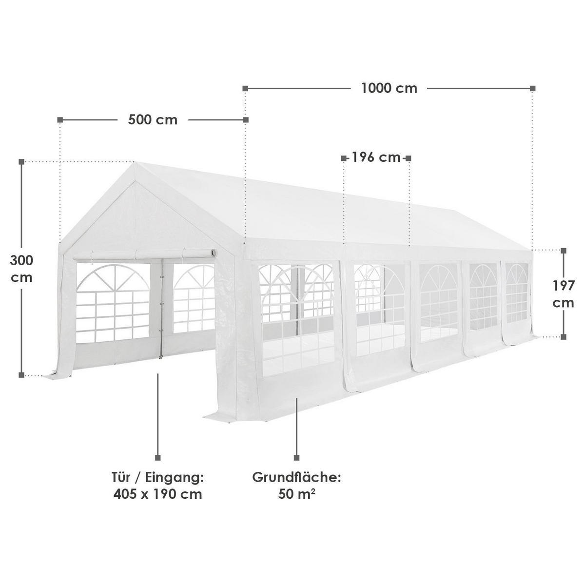 FESTZELT Partyzelt Gala weiß 5x10 m - Weiß, Kunststoff (500/280/1000cm) - Juskys