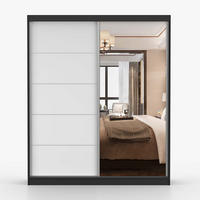 SCHWEBETÜRENSCHRANK 183/218/61 cm 2-türig Bella 03 Schwarz, Weiß - Alufarben/Schwarz, Glas/Holzwerkstoff (183/218/61cm) - imoebel24