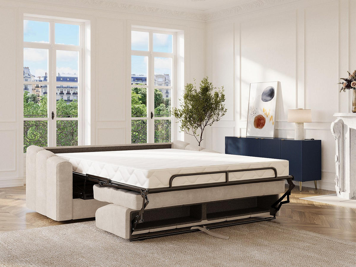 SCHLAFSOFA - 4 Personen - stoff - beige Darielo - Beige, Textil (210/93/223cm) - Vente-Unique
