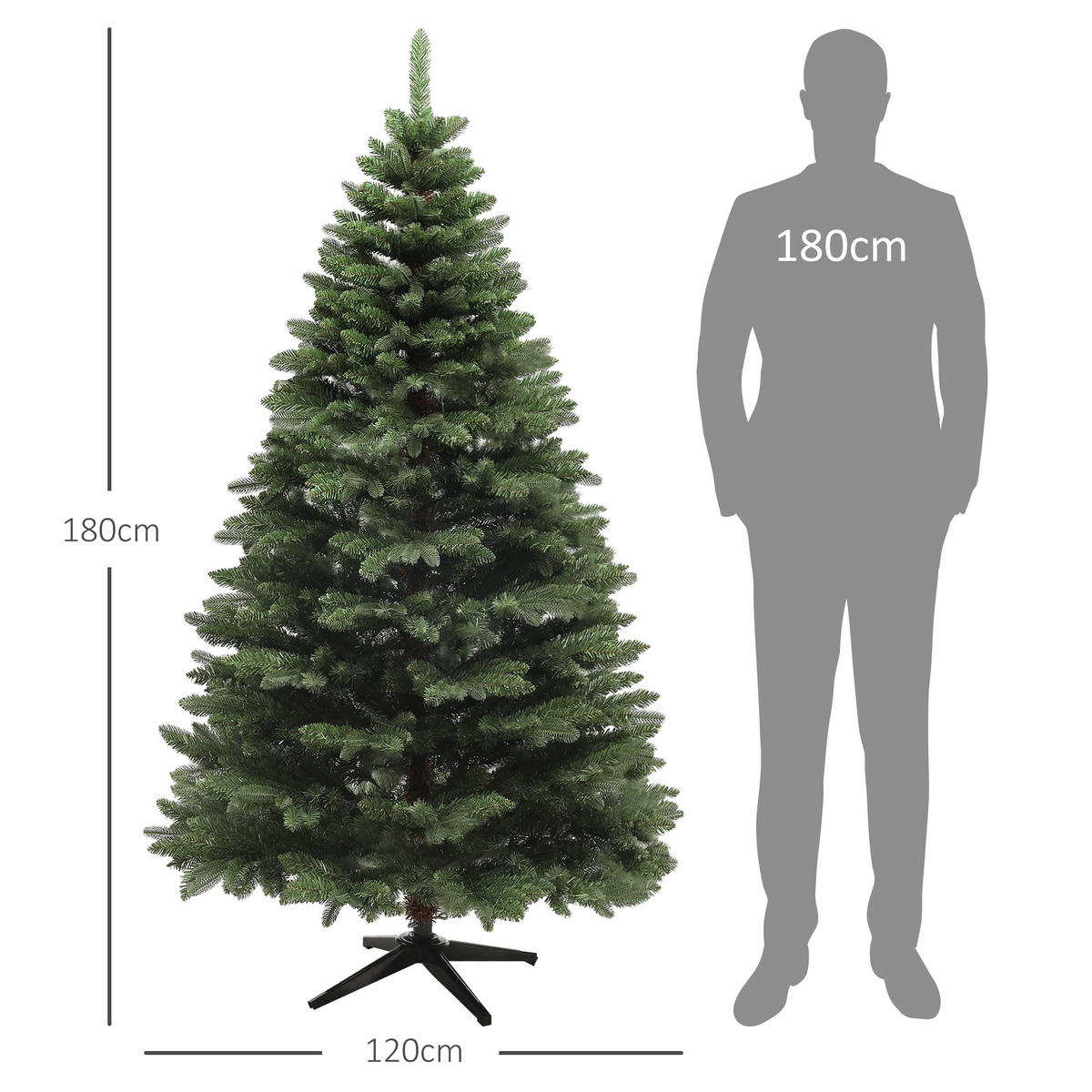 WEIHNACHTSBAUM DE-41540 180 cm, flammhemmend, Metallbasis Grün - Grün, Kunststoff (180cm) - ComfortXL