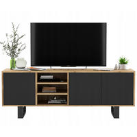 TV-LOWBOARD Apollo Eiche wotan Schwarz Matt mit Metallbeinen 150 cm - Schwarz, Holzwerkstoff/Metall (150/53/35cm) - Meble Lindner