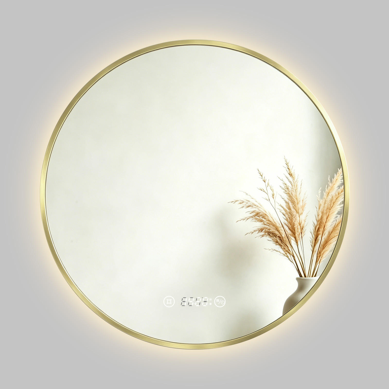 BADSPIEGEL MIT BELEUCHTUNG 70 cm Rund gold mit Aluminiumrahmen und Antibeschlag - Goldfarben, Glas (70/70/3.3cm) - S'AFIELINA