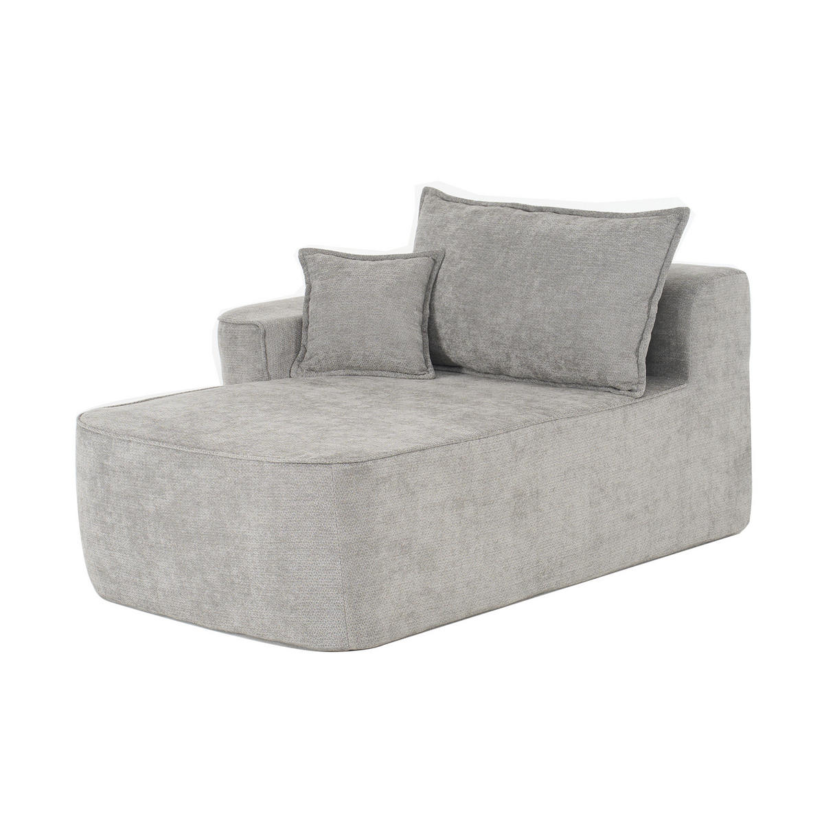CHAISE LONGUE premium chenille relaxliege montagefrei - Hellgrau, Textil (144/65/112cm) - Urban Meuble