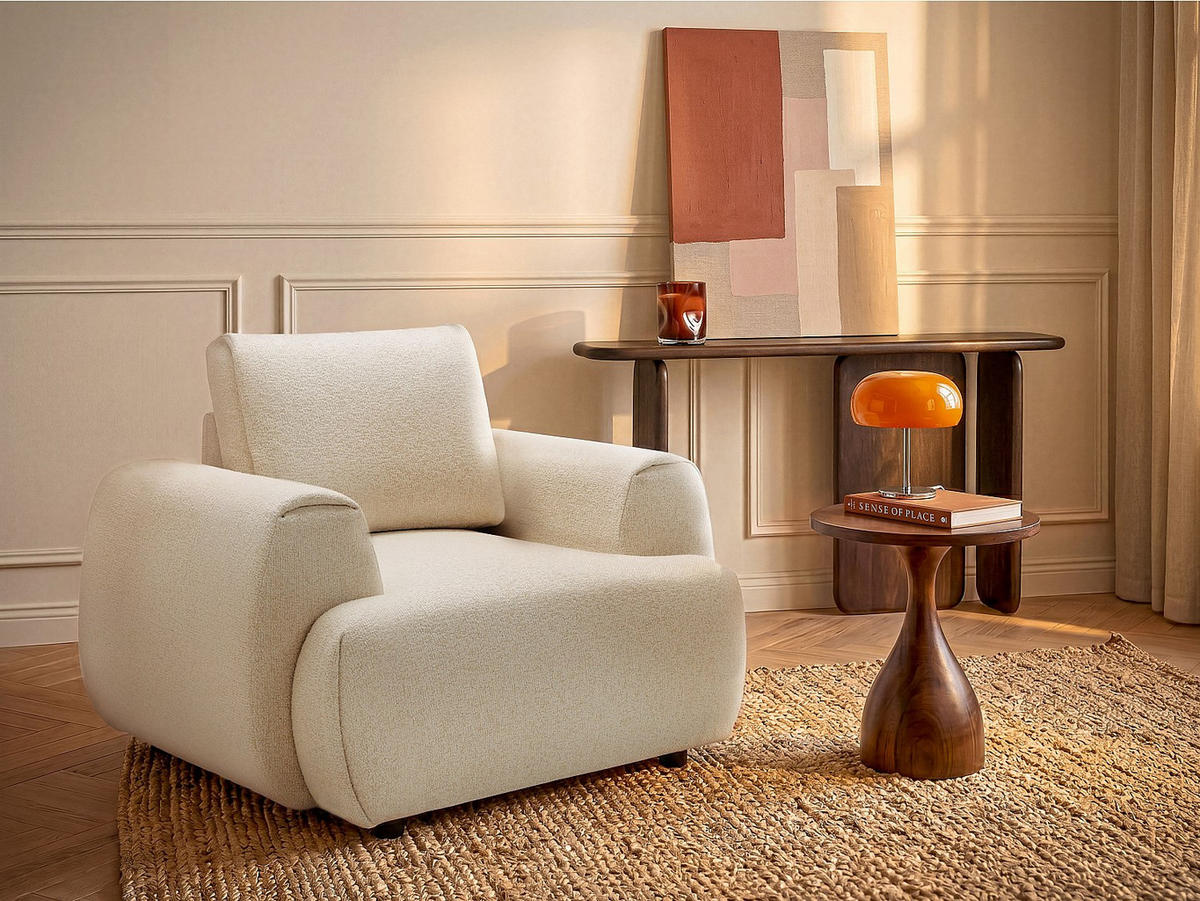 SESSEL mit gerader Rückenlehne - 1 Person - stoff - beige Monelia - Beige, Textil (109/81/85cm) - Vente-Unique