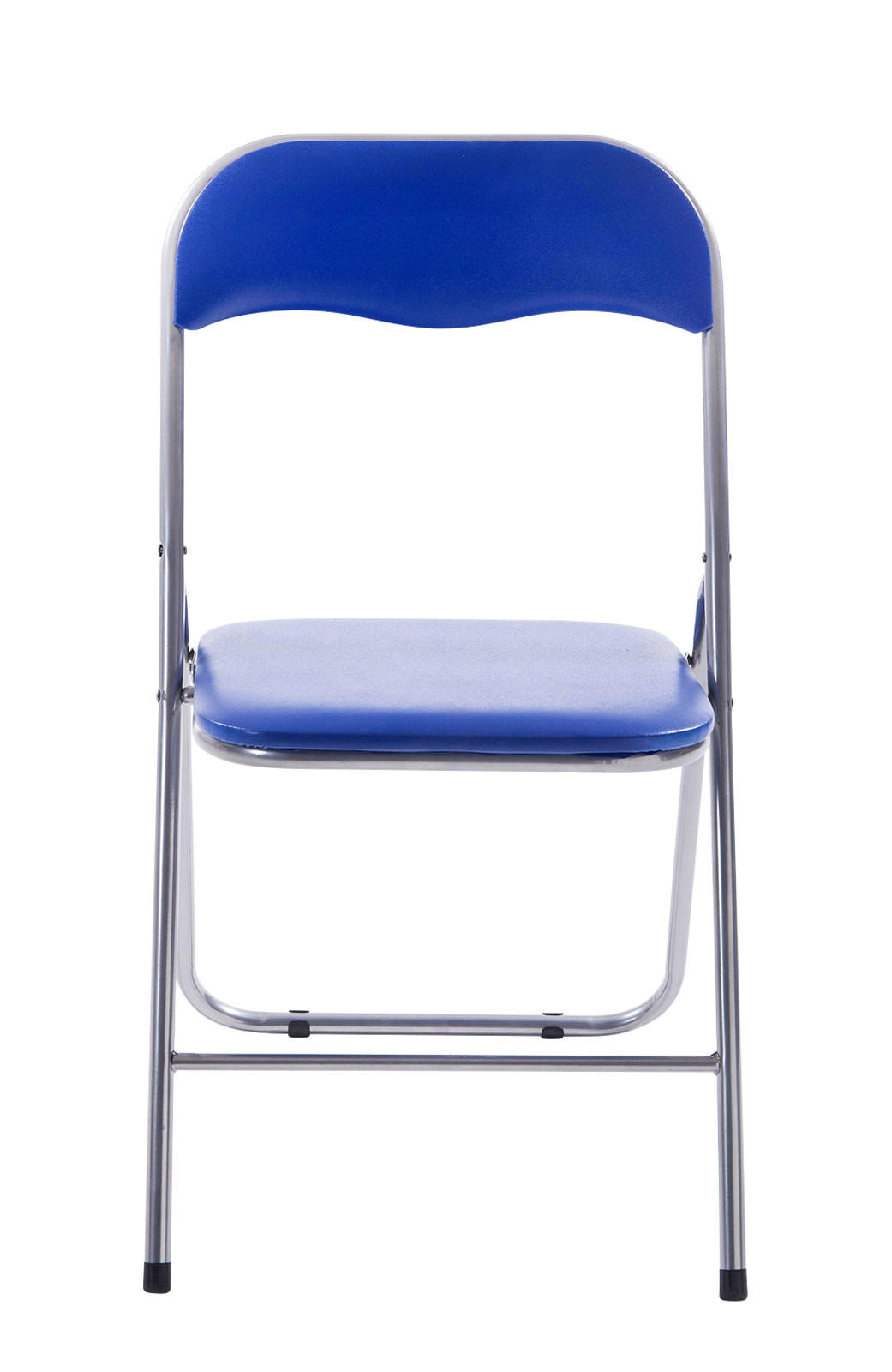 BESUCHERSTUHL Lederlook blau/silber - Blau/Silberfarben, Textil/Metall (45/78/45cm) - CLP