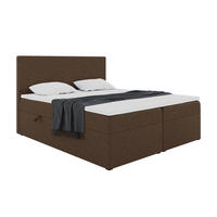 BOXBETT ZLATAN 160x200 cm in Braun Webstoff - Schwarz/Braun, Holz/Holzwerkstoff (160/200cm) - Meblini