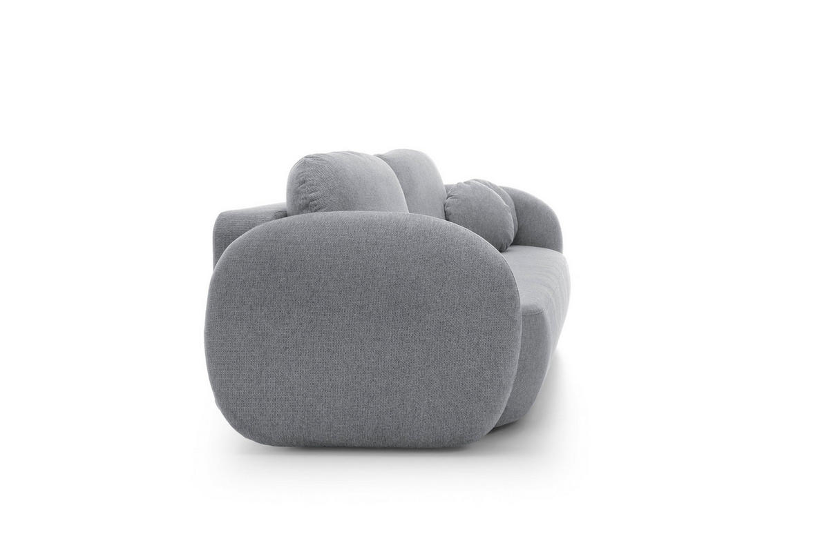 BETTSOFA AMICO Grau Geflochtener Stoff mit Schlaffunktion - Grau, Holz (238/86.5/101cm) - MASSENO