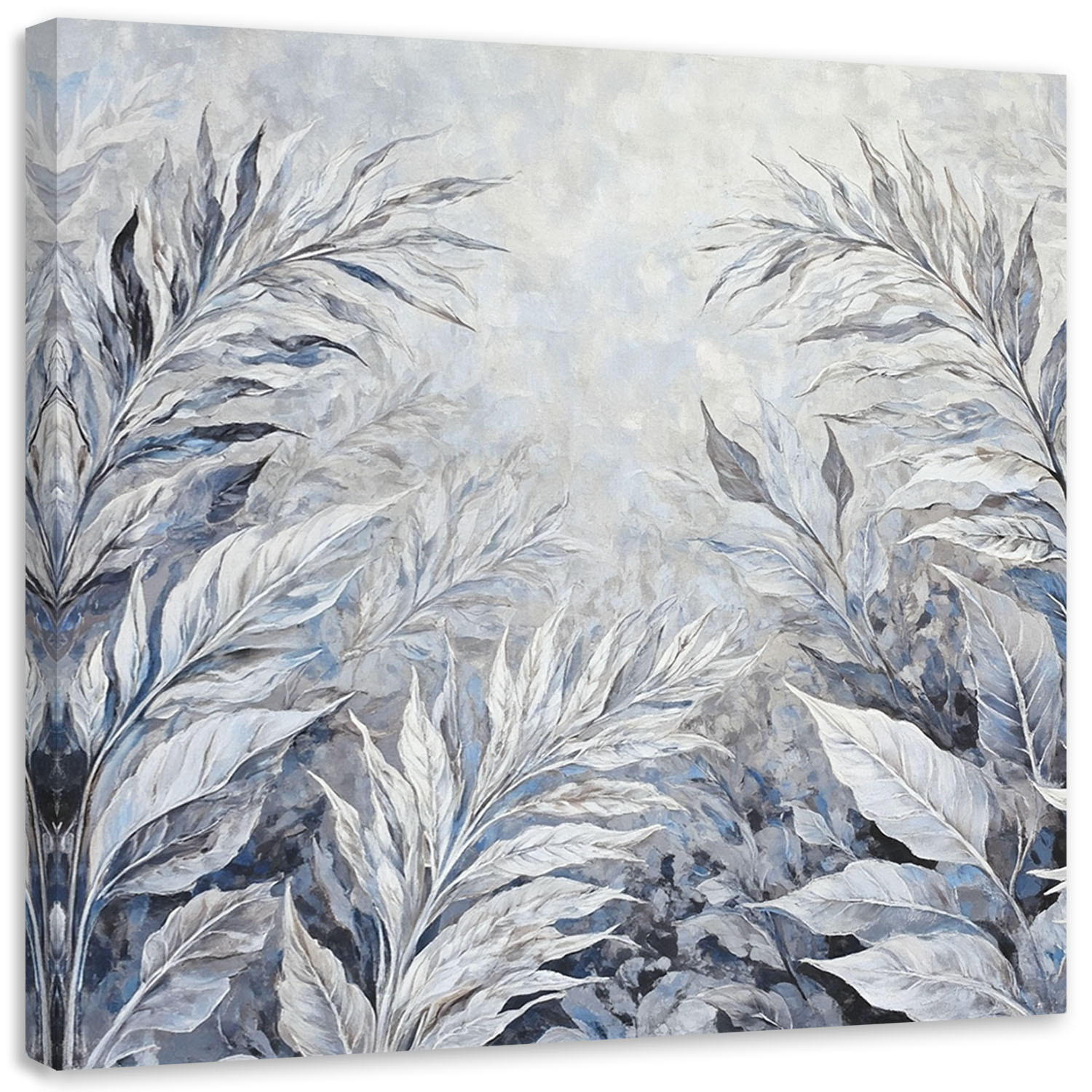 WANDBILD blätter abstrakte botanik - Silberfarben, Textil (30/30cm) - Feeby