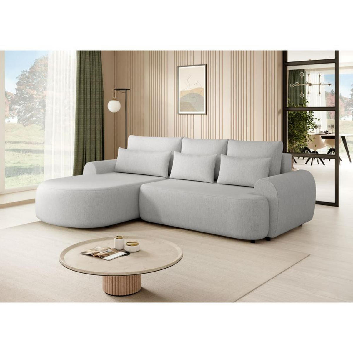 ECKSCHLAFSOFA Olivio L Grau - Hellgrau/Schwarz, Kunststoff/Textil (266/170cm) - Beautysofa