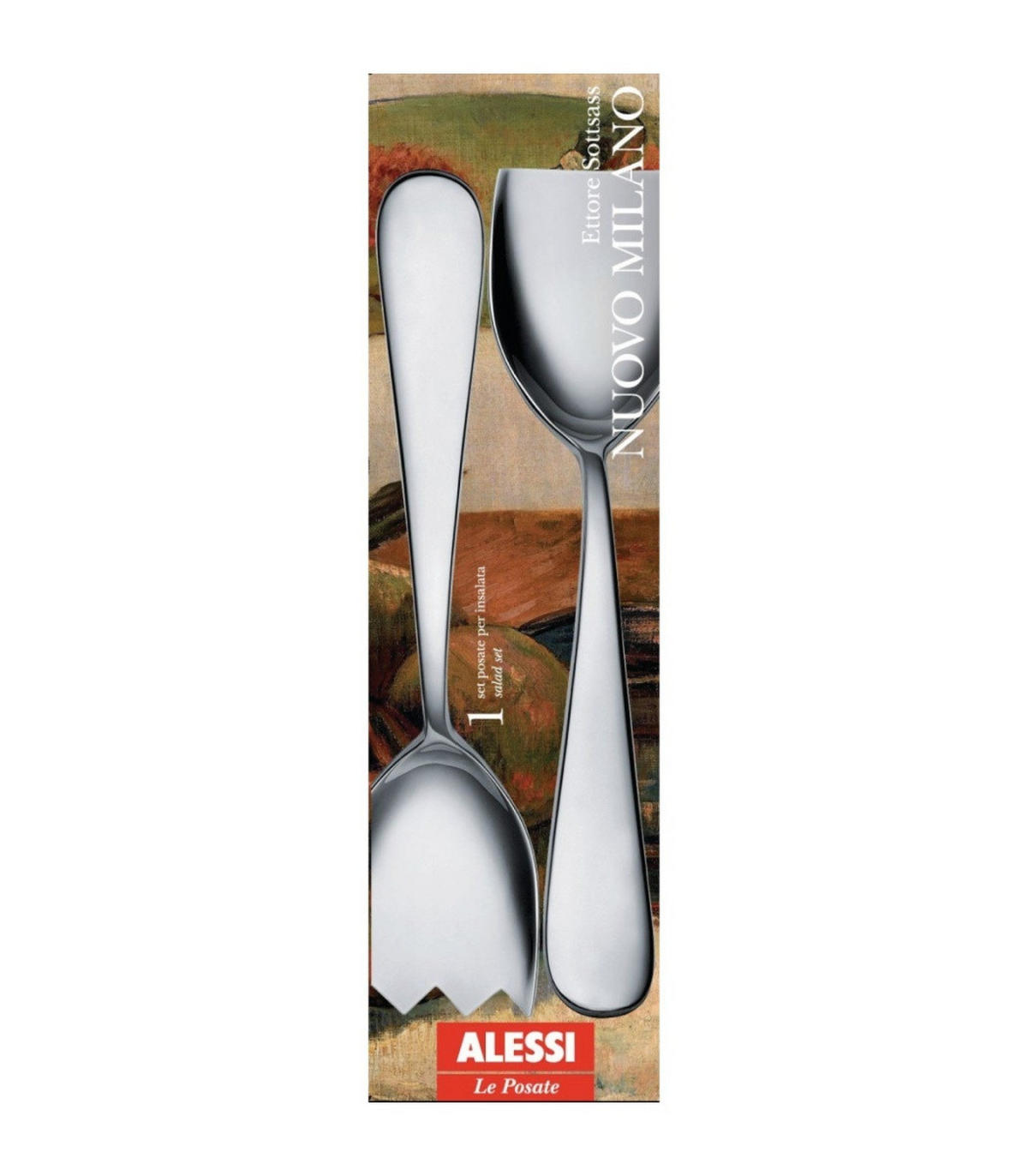 SALATBESTECK Nuovo Milano - 5180/14 - von Ettore Sottsass - Silberfarben, Metall (26cm) - Alessi