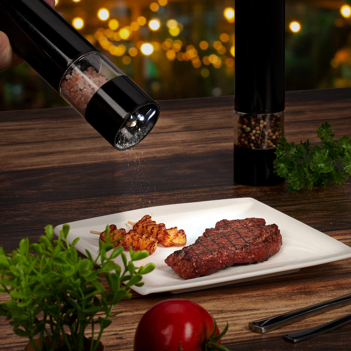 2xGEWÜRZMÜHLE - Schwarz, Keramik/Metall (5/23/5cm) - Relaxdays