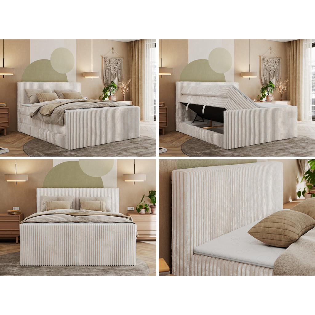 Thumbnail - MKS Boxspringbett, Beige, Textil, 2-Sitzer, H3, 7-Zonen, Rechteckig, 200x200 cm, Oeko-Tex®, Schlafzimmer, Betten, Boxspr...
