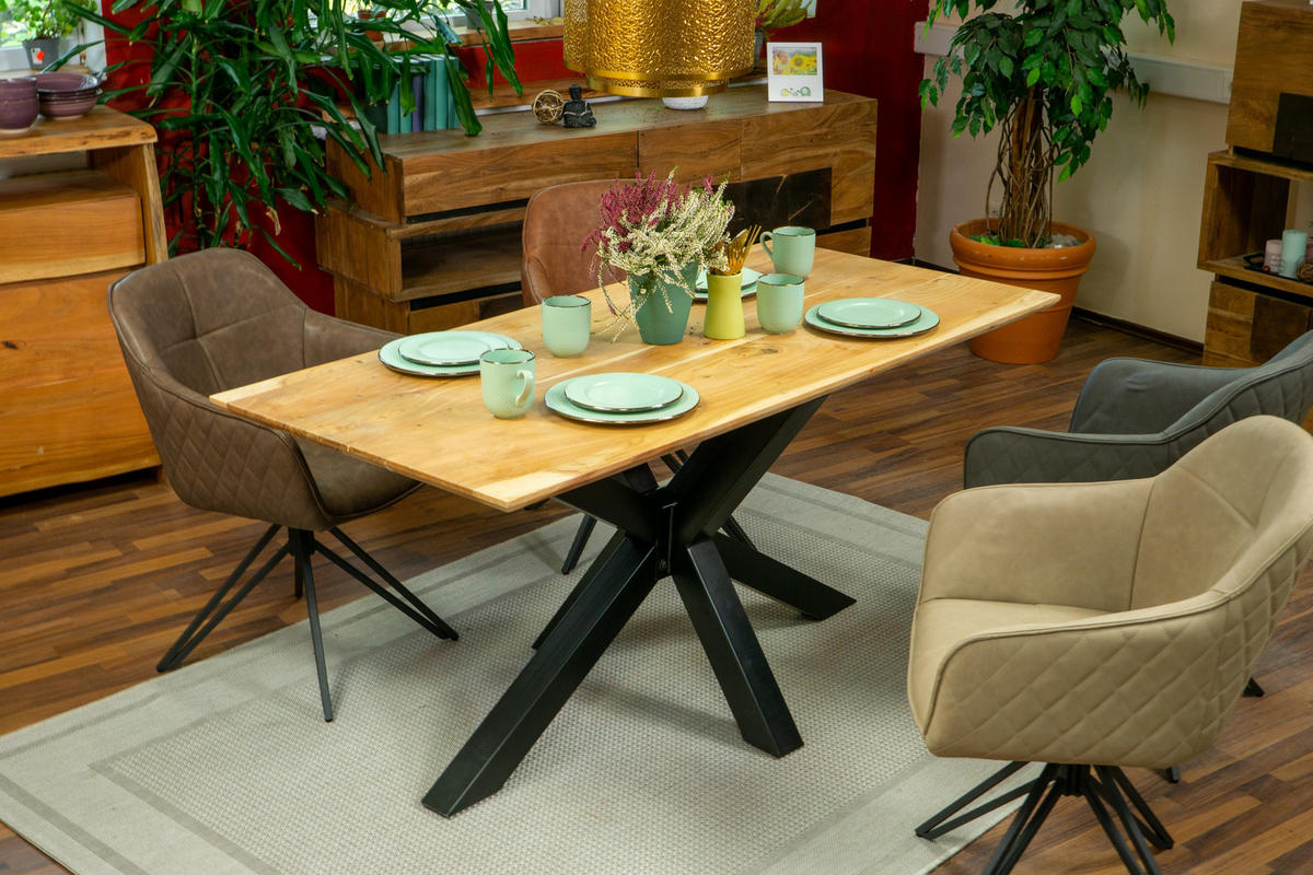 ESSTISCH ABBY - Beige/Schwarz, Holz/Metall (100/280/77cm) - SAM