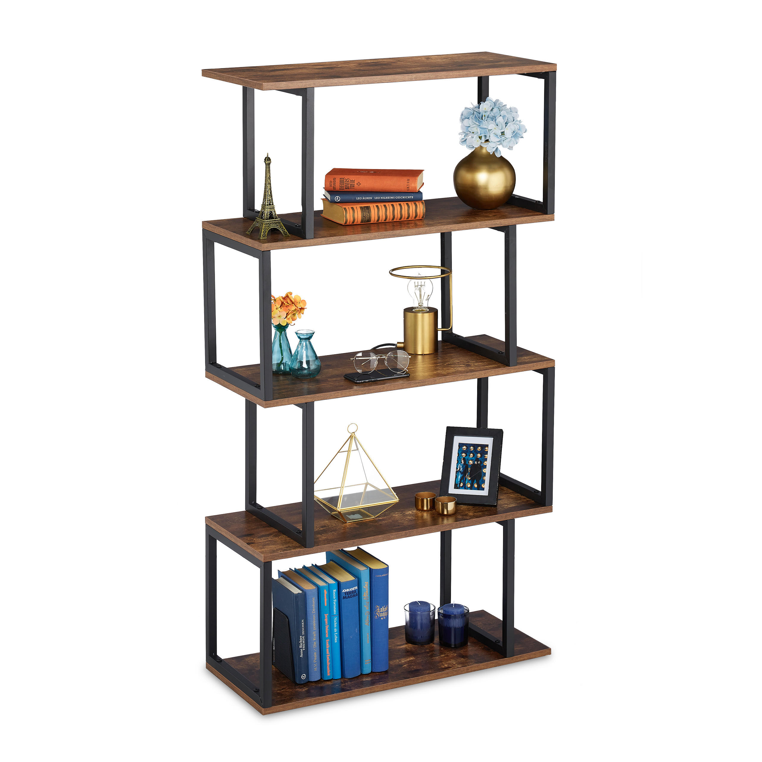 BÜCHERREGAL - Multicolor, Holzwerkstoff/Metall (73/136/30cm) - Relaxdays