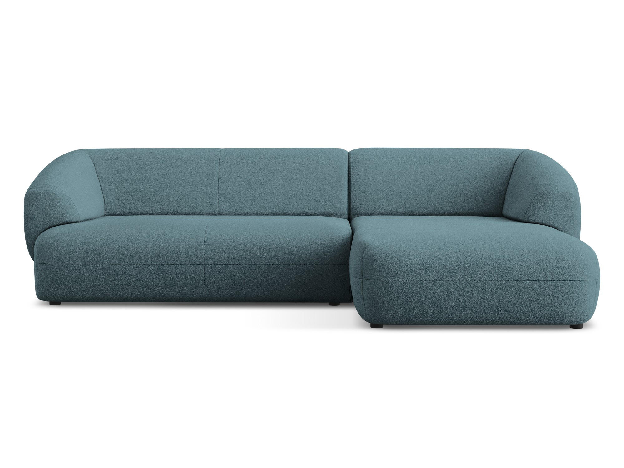 ECKSOFA Rechts Bouclé Stoff Blau - Blau/Blaugrau, Kunststoff/Textil (280/156cm) - Makamii