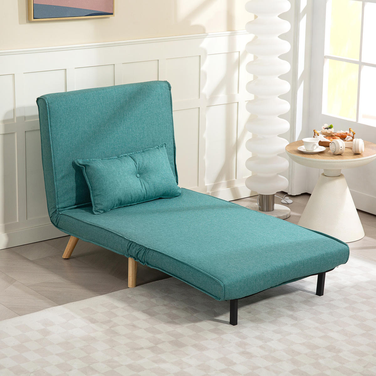 SCHLAFSESSEL DE-14602 5-fach verstellbar, inkl. Kissen Grün - Grün, Textil (75/87/80cm) - ComfortXL