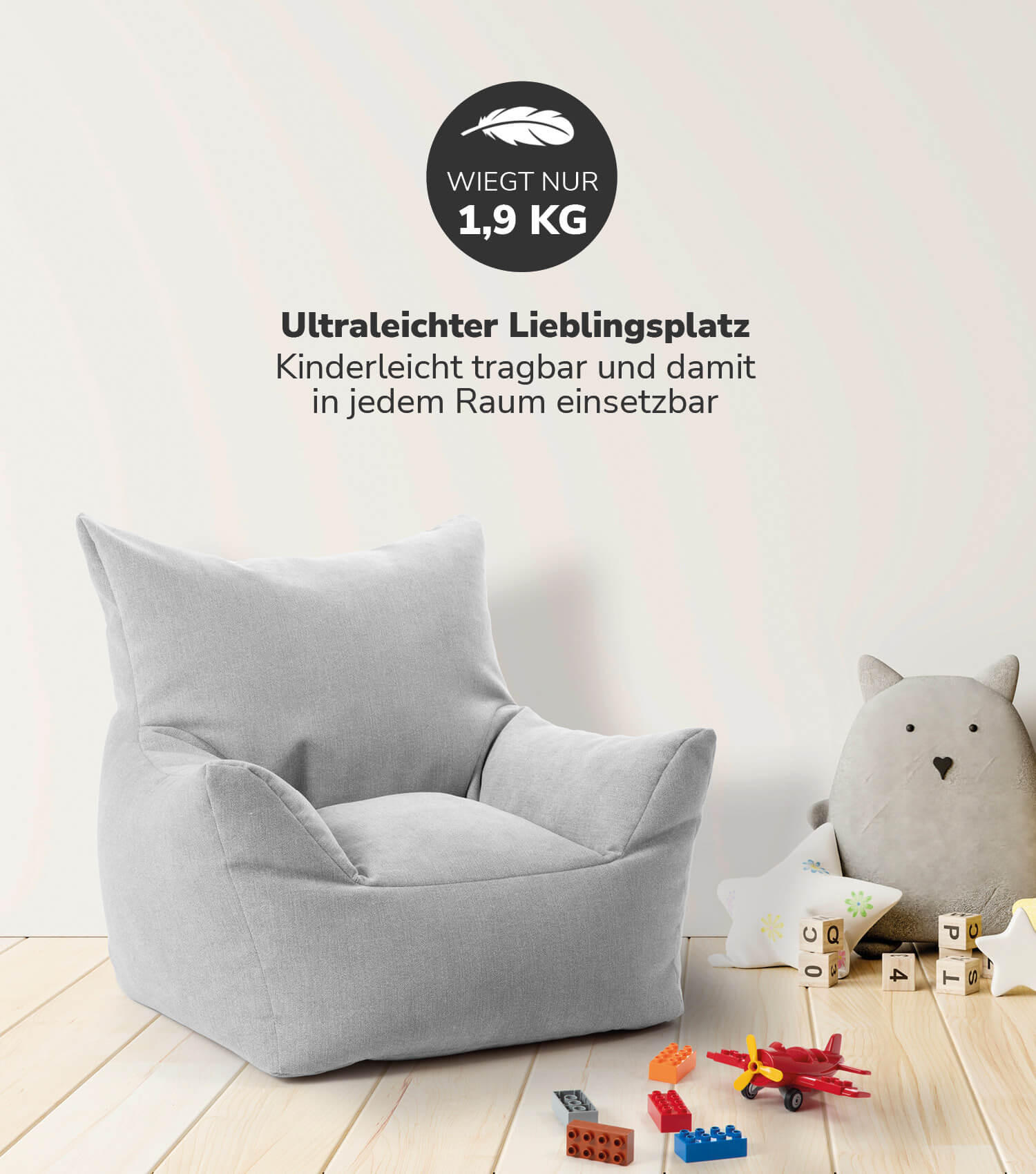 KINDERSESSEL Der Pausenheld - Grau, Textil (52/57/53cm) - Mokebo