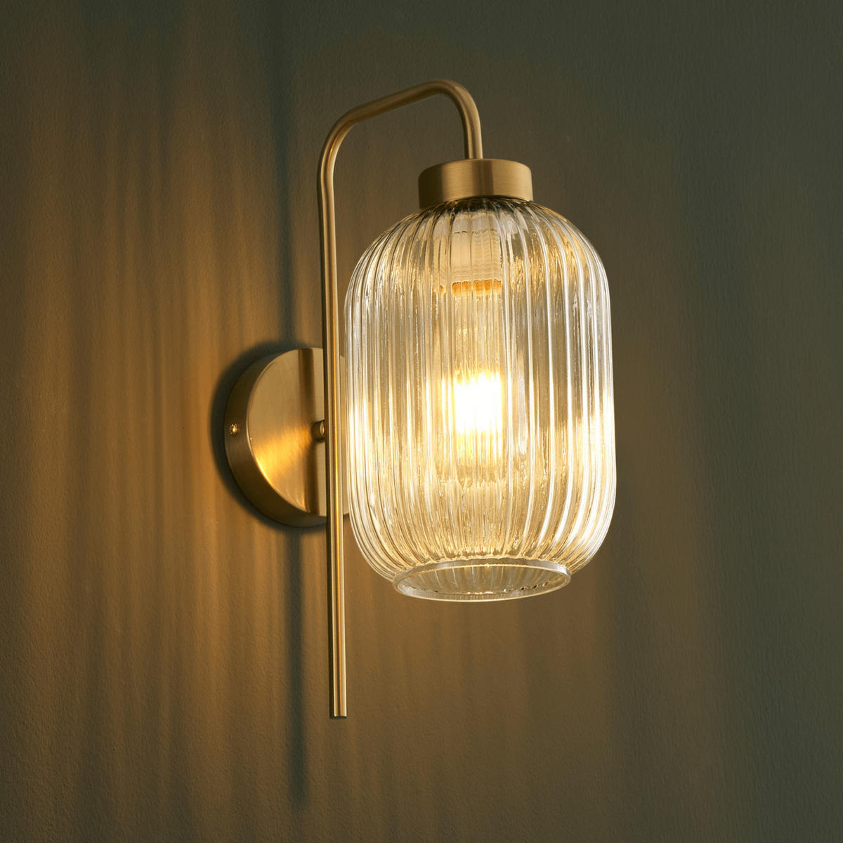 WANDLEUCHTE Canelia, Transparent und goldfarben, 34.5cm - Transparent, Glas (15/34.5/24cm) - KOSILUM