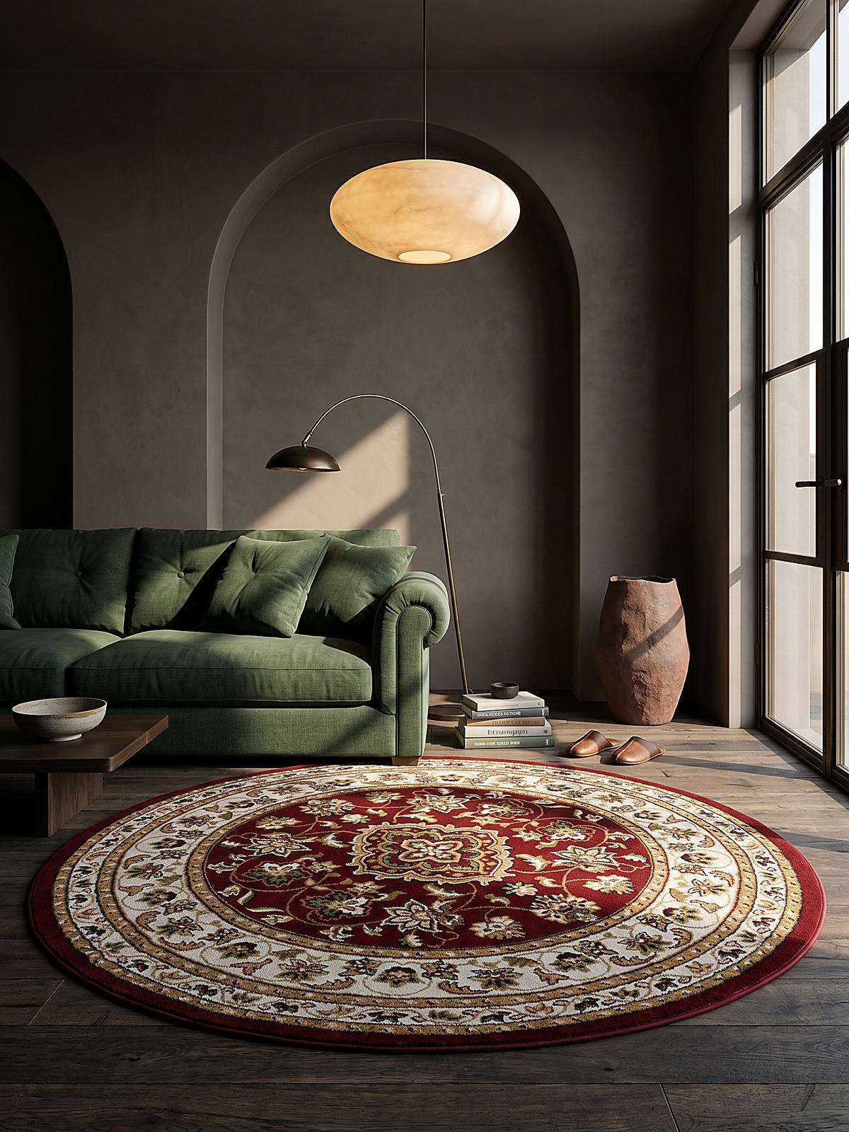 TEPPICH Traditionell-Floral-Design GLAZERT, Rot 133x133 cm - Rot, Textil (133/133cm) - KADIMA DESIGN