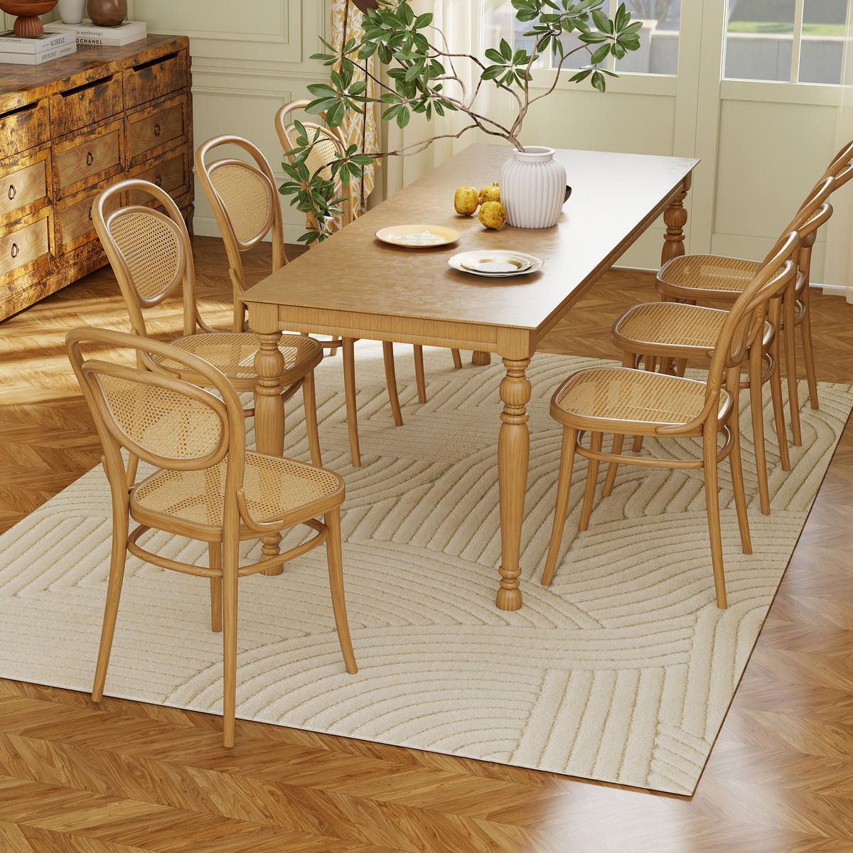 TEPPICH Anti-Rutsch Geometrisch Hochflor Wohnzimmerteppich mit Modern-Design - Creme, Textil (160/230cm) - HOMCOM