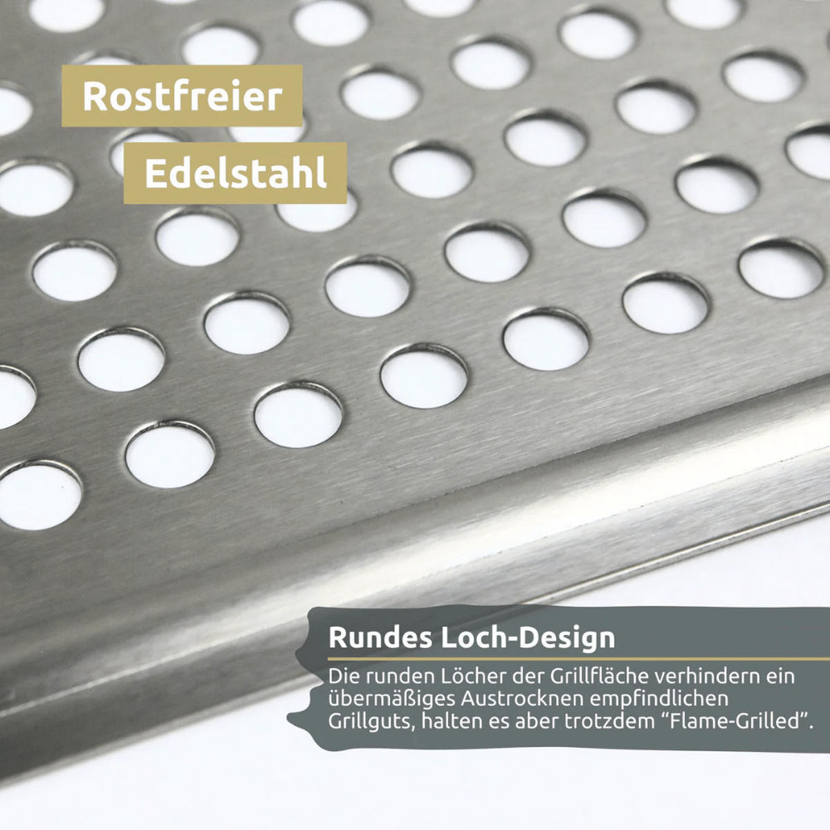 GRILLSCHALE Edelstahl 30x40cm Grillplatte mit Löcher - Silberfarben, Metall (30/40/3cm) - DELUKE