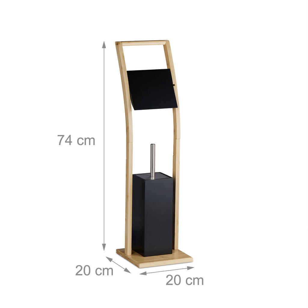 Thumbnail - Relaxdays Wc-Garnitur, Mehrfarbig, Holz, Kunststoff, Metall, 20x74x20 cm, Badezimmer, WC Ausstattung, WC Bürstengarnitur...