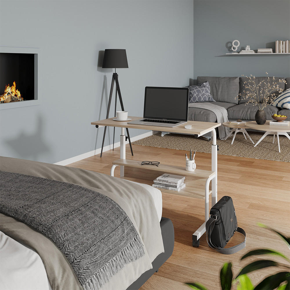 SCHREIBTISCH Bica Weiß 80 x 40 cm - Weiß/Sonoma Eiche, Holzwerkstoff (40/80/90cm) - Vicco