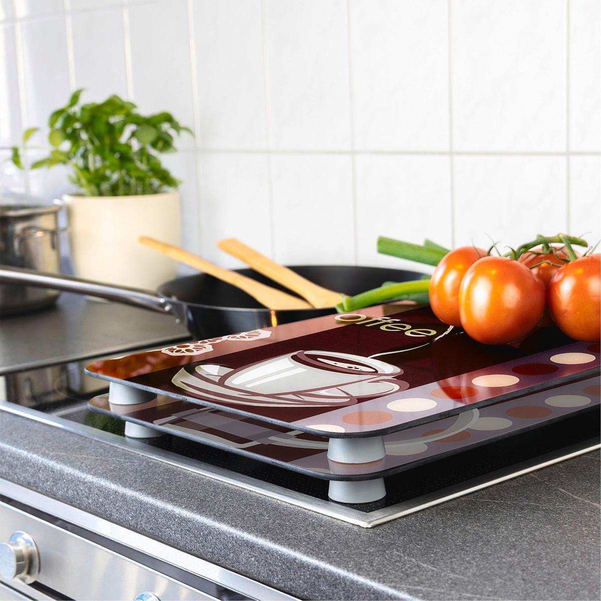 HERDABDECKPLATTEN für alle Herdarten Coffee Flavour 52/30 cm - Braun, Glas (30/52cm) - Maximex