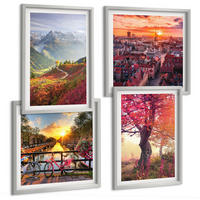 BILDER SET 4er Set - 50x50 cm & 40x60 cm Silberner Rahmen - Berglandschaften mit dem Fahrrad - Silberfarben, Kunststoff (50/50cm) - TULUP