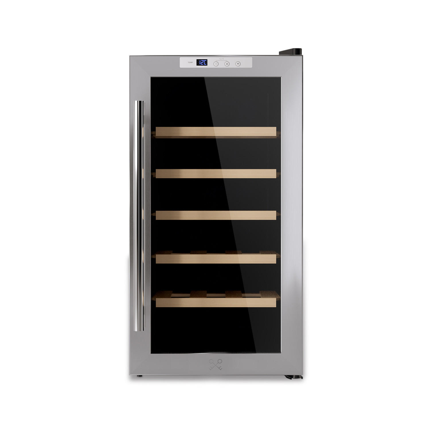 WEINKÜHLSCHRANK CAVC18 Schwarz und Silber, von 18 Flaschen, 50L, 5 Regale, Thermoelektrische Kühlung, Elegantes Design, LED, Anti-UV - Schwarz, Metall (34.8/67/48.5cm) - Les Petits Champs
