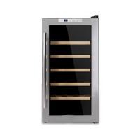 WEINKÜHLSCHRANK CAVC18 Schwarz und Silber, von 18 Flaschen, 50L, 5 Regale, Thermoelektrische Kühlung, Elegantes Design, LED, Anti-UV - Schwarz, Metall (34.8/67/48.5cm) - Les Petits Champs