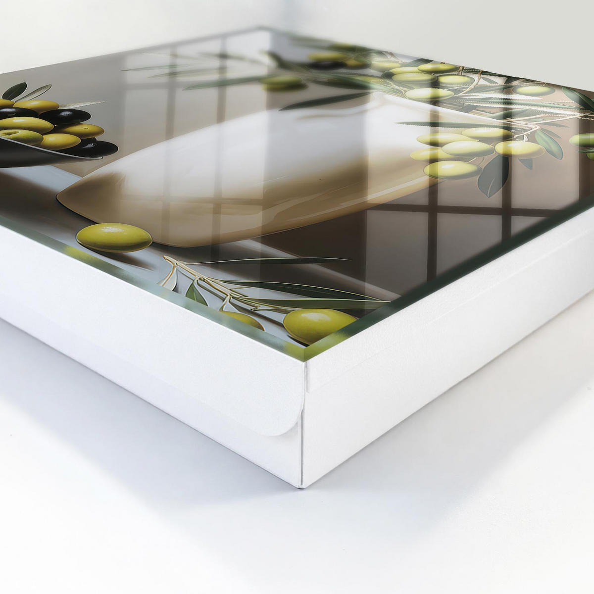 SCHLÜSSELBOX Weiß 30x30 cm – Türöffnung nach rechts - Olivennatur - Grün, Metall (30/30/5cm) - TULUP