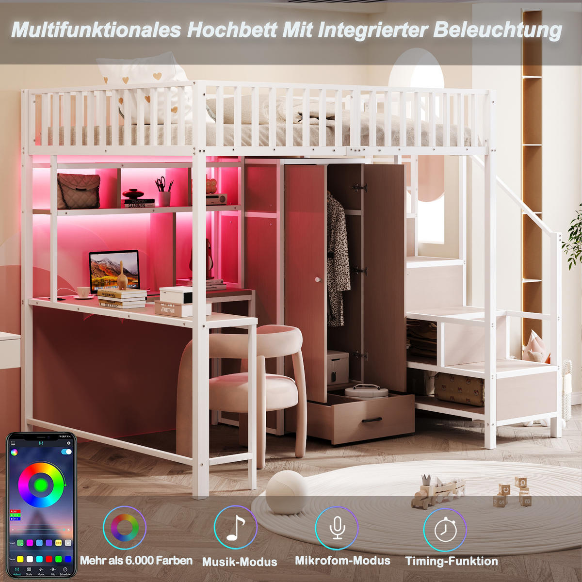 HOCHBETT Metall 140/200 cm Weiß - Weiß, Metall - Raumix