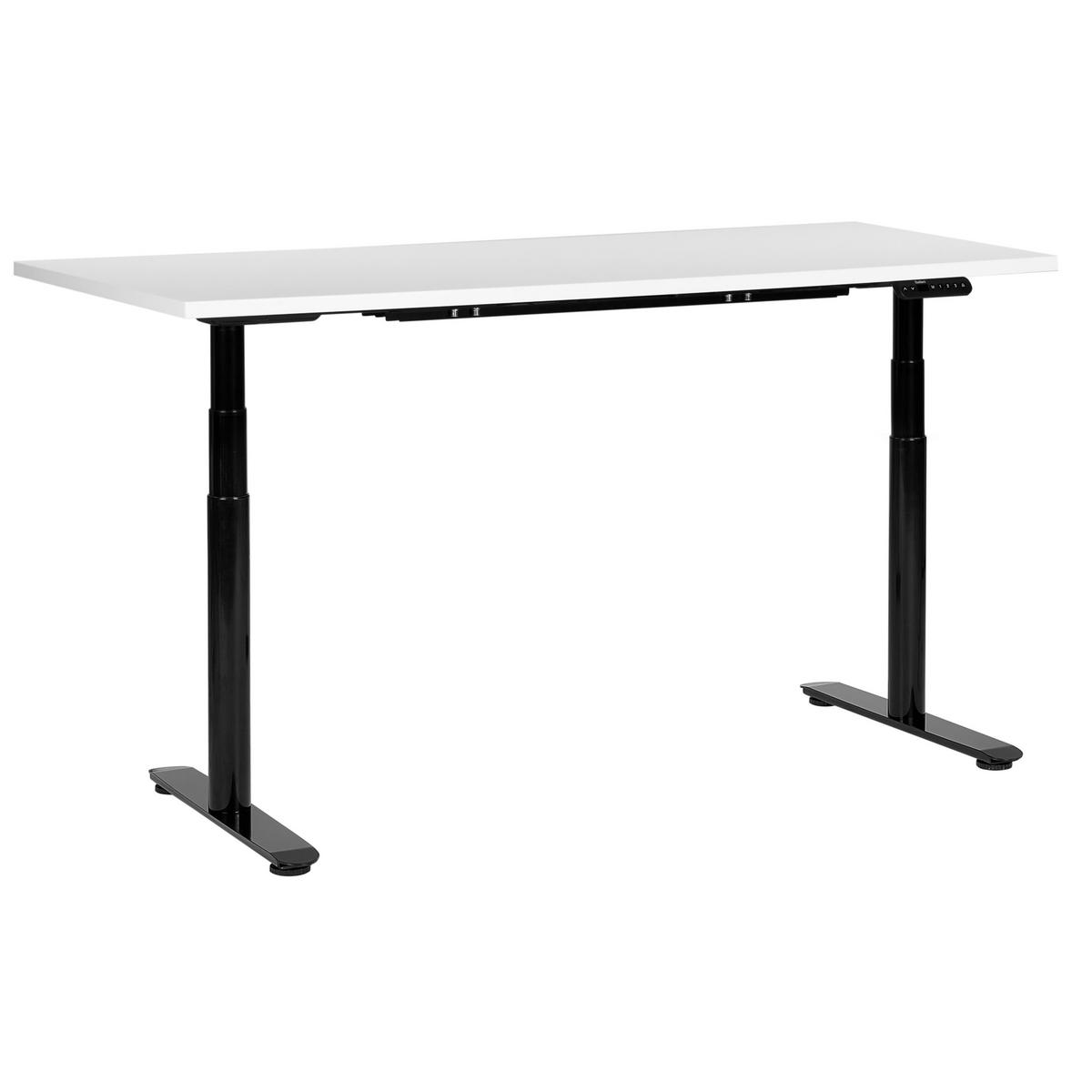 SCHREIBTISCH weißschwarz 160/72 cm elektrisch höhenverstellbar Destin IV - Schwarz/Weiß, Holz (72/160/67cm) - Beliani