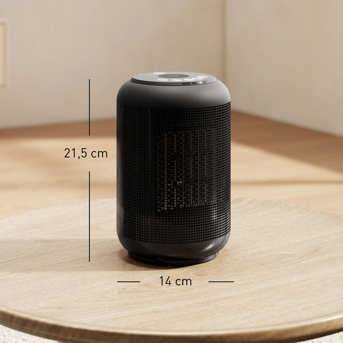 HEIZLÜFTER DE-17068 PTC-Keramik 1500 W Schwarz - Schwarz, Kunststoff (14/21.5/14cm) - ComfortXL
