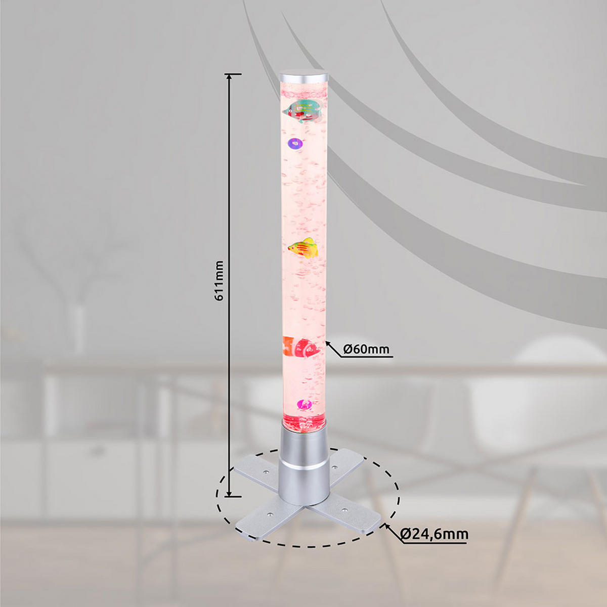 LED STEHLEUCHTE Wassersäule Klar - Klar, Kunststoff (24.6/24.6/61.1cm) - Globo Lighting