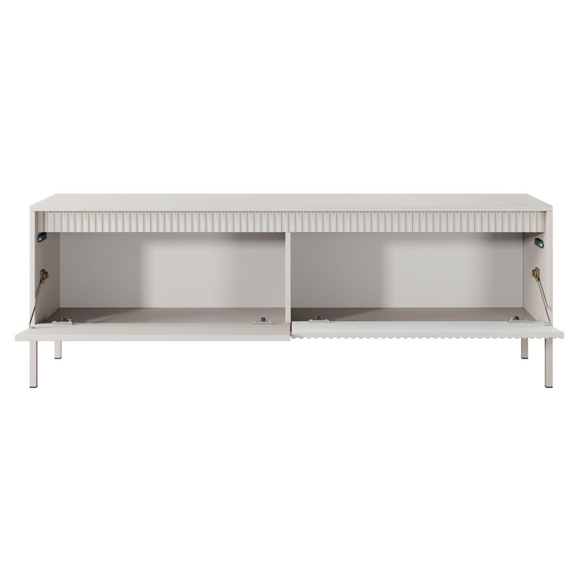 TV-ELEMENT SELBU RTV1 Reliefierte Fronten aus MDF-Platte Beige Beige - Beige, Glas/Holzwerkstoff (154/54/40cm) - Komodee