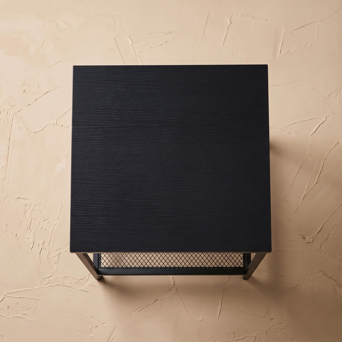 BEISTELLTISCH mit Gitterablage quadratisch Schwarz 45/45/55 cm - Schwarz, Metall (45/45/55cm) - SCENA LIVING
