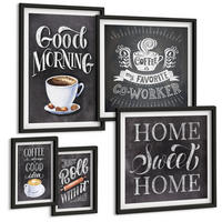 BILDER SET 5er Set - 50x50 cm & 20x30 cm & 40x60 cm Schwarzer Rahmen - Kaffeeroller, heimelige Wärme - Schwarz, Kunststoff (40/60cm) - TULUP