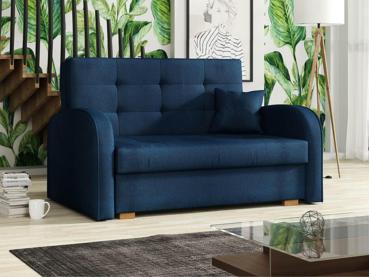 SCHLAFSOFA Viva Gold II - Braun/Dunkelblau, Holz/Textil (133/85/98cm) - MIRJAN24