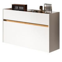 SCHUHKIPPER weiß und Artisan Eiche, Schuhschrank hängend 110 x 61 cm, Borga - Weiß/Eiche Artisan, Holzwerkstoff (110/61/32cm) - Inn.Furn