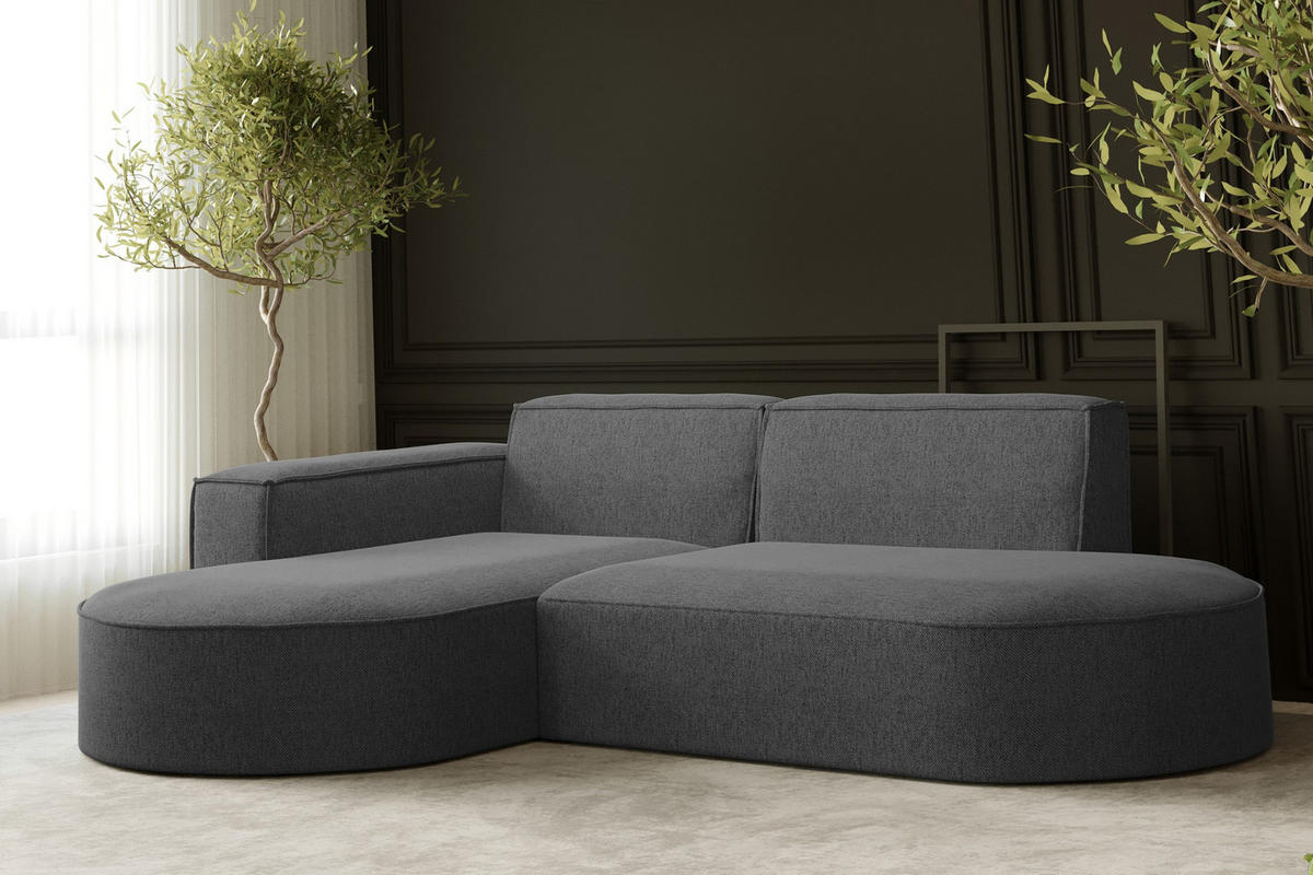 ECKSOFA MODENA L STUDIO Stoff Verita Stahl Links - Dunkelgrau, Holz (165/236cm) - Kaiser Möbel