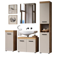 BADMÖBEL-SET Kaschmir, Evoke Eiche 4-teilig 164 x 184 cm, Badkombination in modernem Design - Kaschmir/Eichefarben, Glas/Holzwerkstoff (164/184/34cm) - Top.Furn
