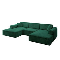 WOHNLANDSCHAFT IREA-U1-v3 - 303x171x79 cm Grün - Dunkelgrün, Holzwerkstoff/Textil (303/79/171cm) - ALTDECOR